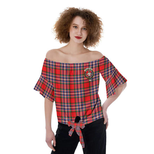 MacFarlane Modern Tartan Crest Off-Shoulder Blouse