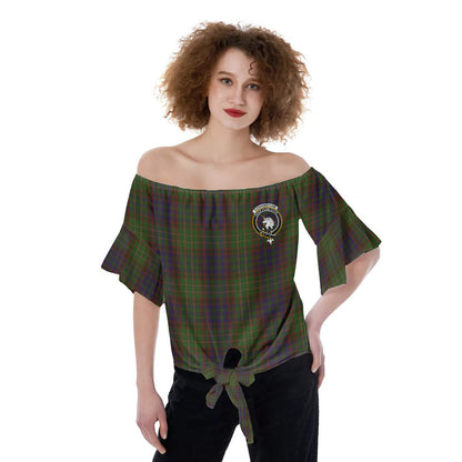 Cunningham Hunting Modern Tartan Crest Off-Shoulder Blouse