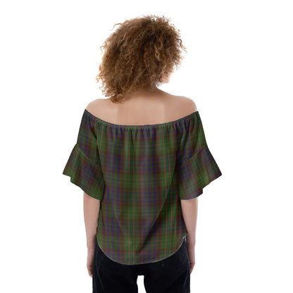 Cunningham Hunting Modern Tartan Crest Off-Shoulder Blouse