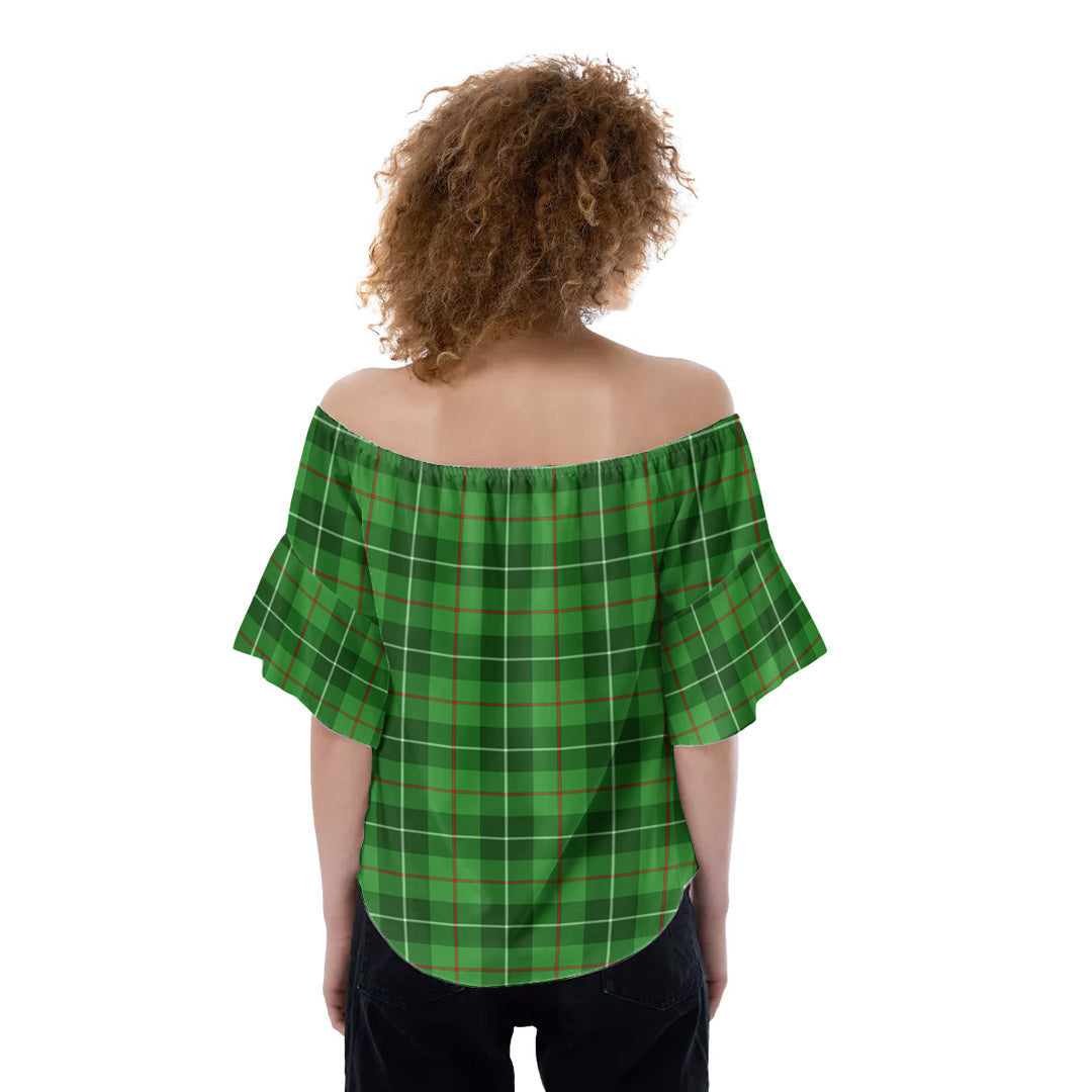 Galloway District Tartan Crest Off-Shoulder Blouse