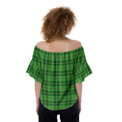Galloway District Tartan Crest Off-Shoulder Blouse