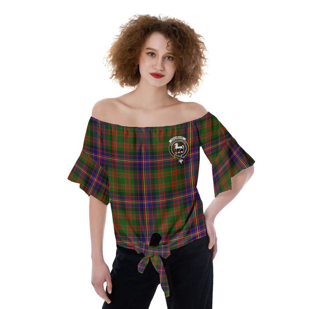 Cochrane Modern Tartan Crest Off-Shoulder Blouse