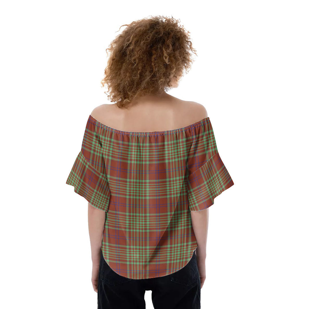 MacGillivray Hunting Ancient Tartan Crest Off-Shoulder Blouse