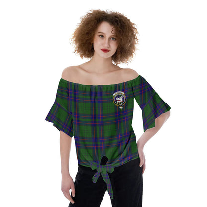 Lockhart Modern Tartan Crest Off-Shoulder Blouse