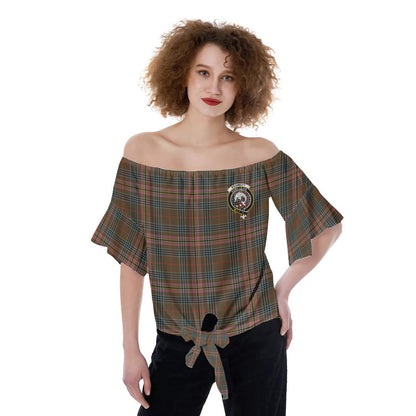 Kennedy Weathered Tartan Crest Off-Shoulder Blouse