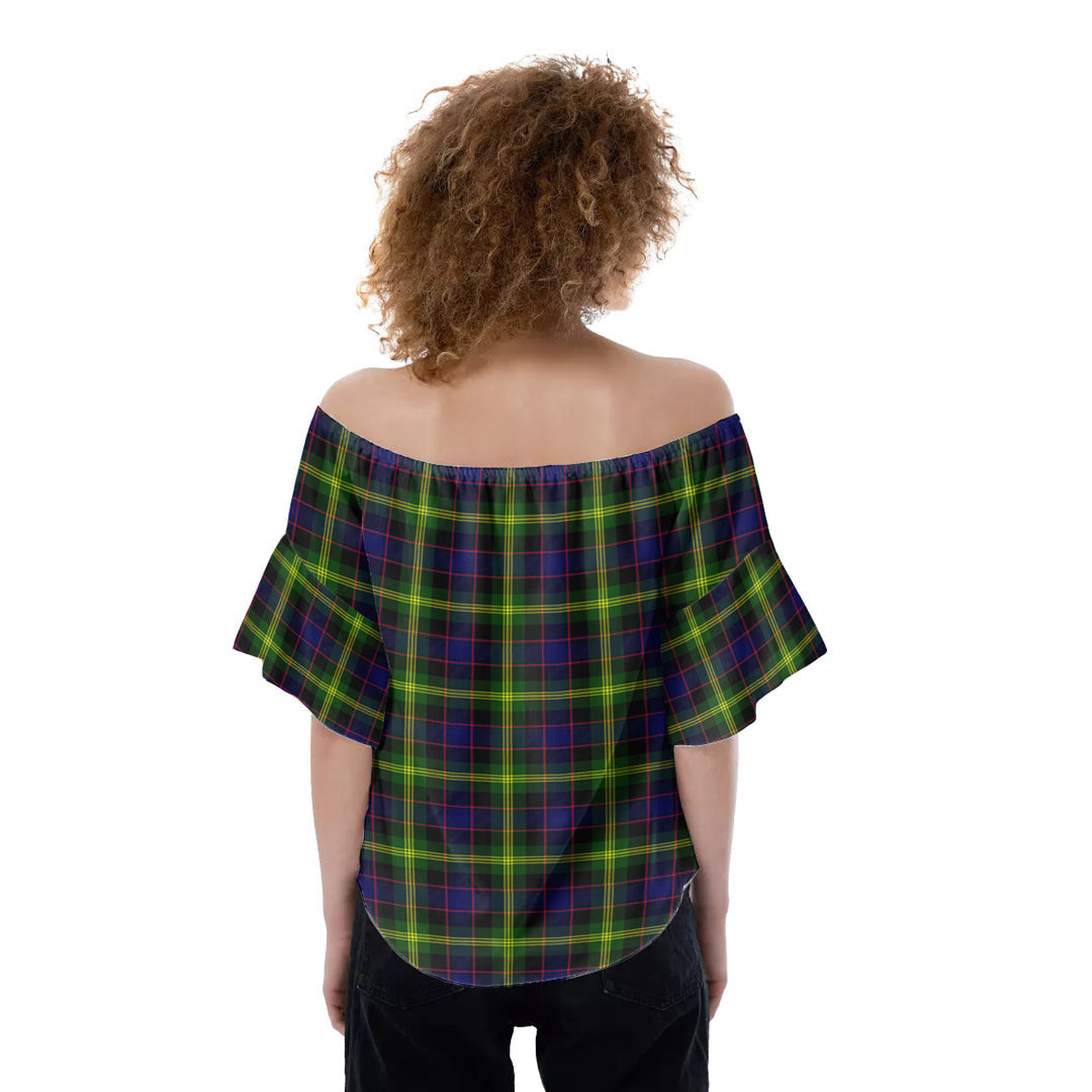 Watson Modern Tartan Crest Off-Shoulder Blouse