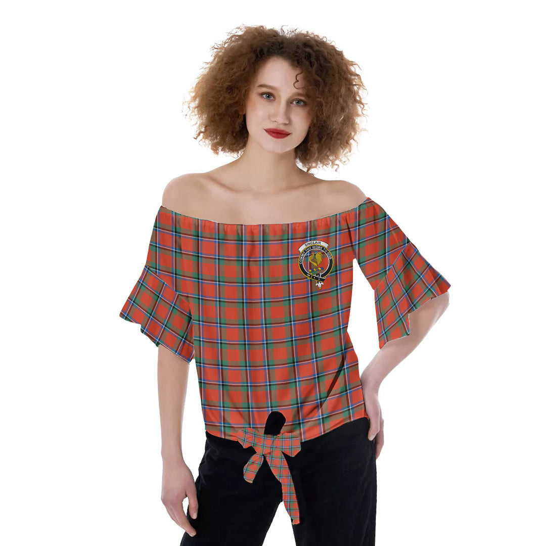 Sinclair Ancient Tartan Crest Off-Shoulder Blouse