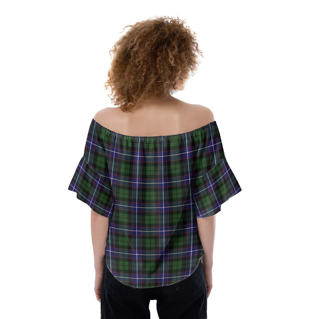 Galbraith Modern Tartan Crest Off-Shoulder Blouse