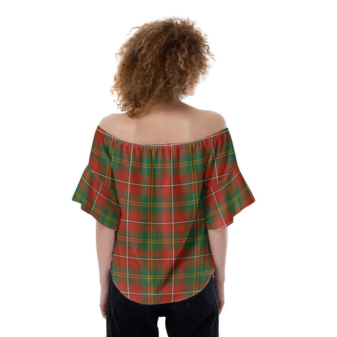 Hay Ancient Tartan Crest Off-Shoulder Blouse