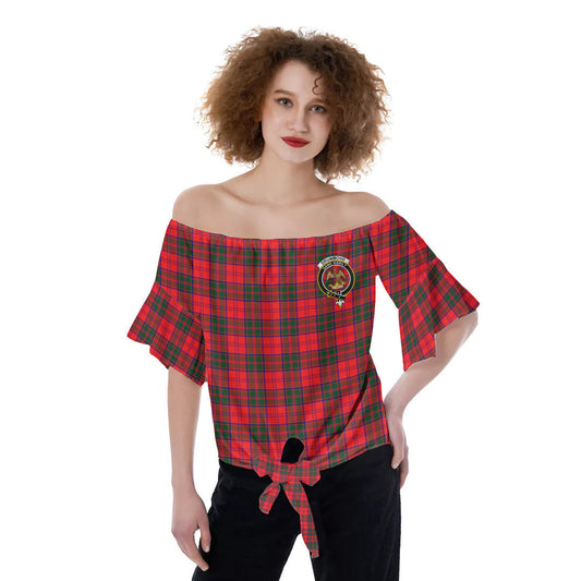 Drummond Modern Tartan Crest Off-Shoulder Blouse