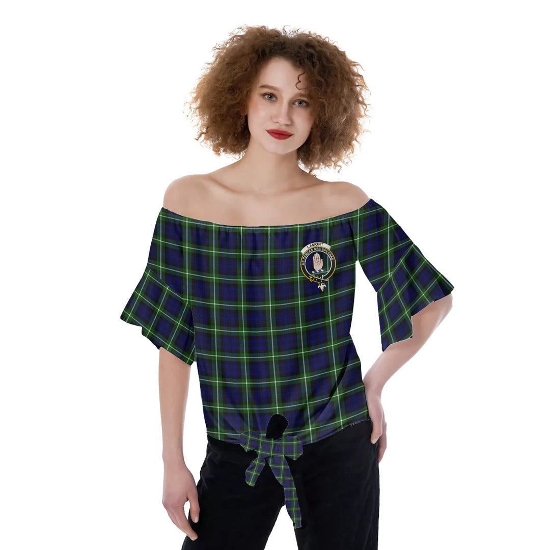 Lamont Modern Tartan Crest Off-Shoulder Blouse