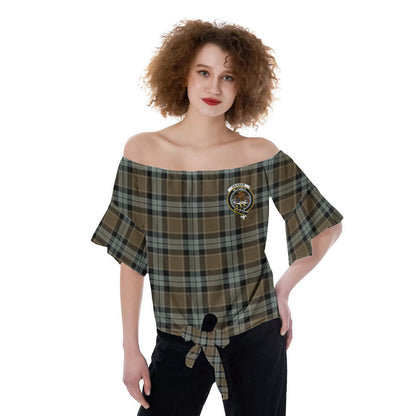 Graham of Menteith Weathered Tartan Crest Off-Shoulder Blouse