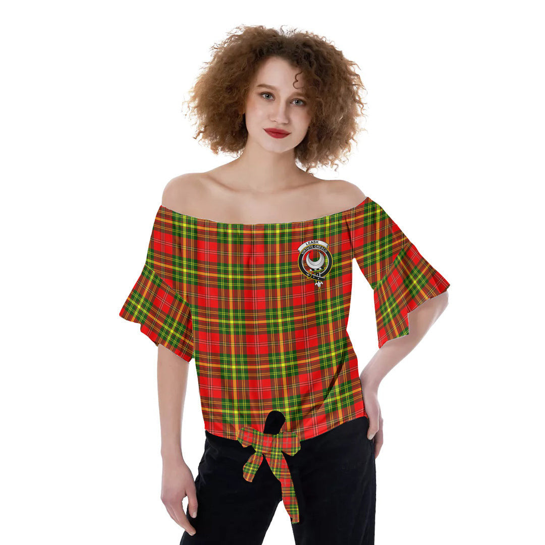 Leask Tartan Crest Off-Shoulder Blouse