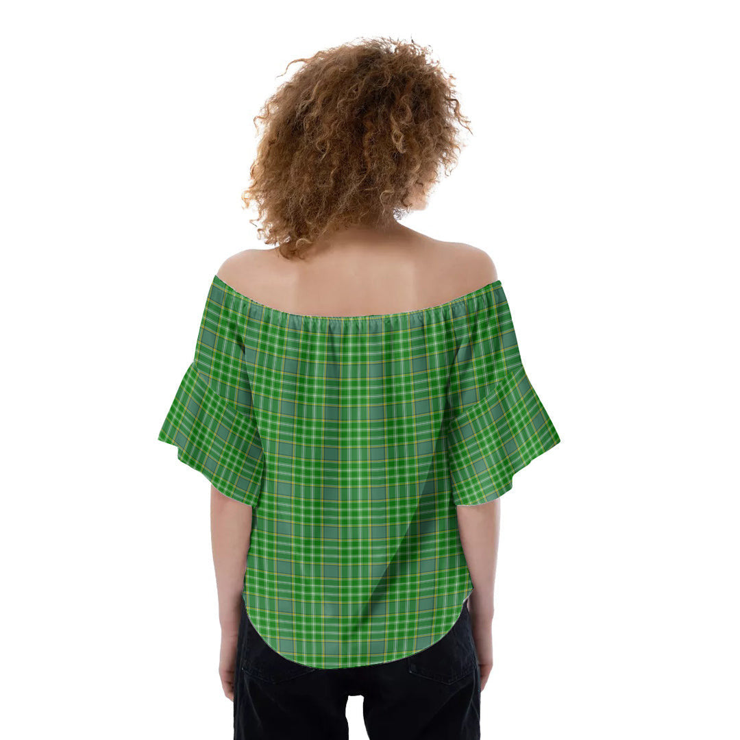 Currie Tartan Crest Off-Shoulder Blouse