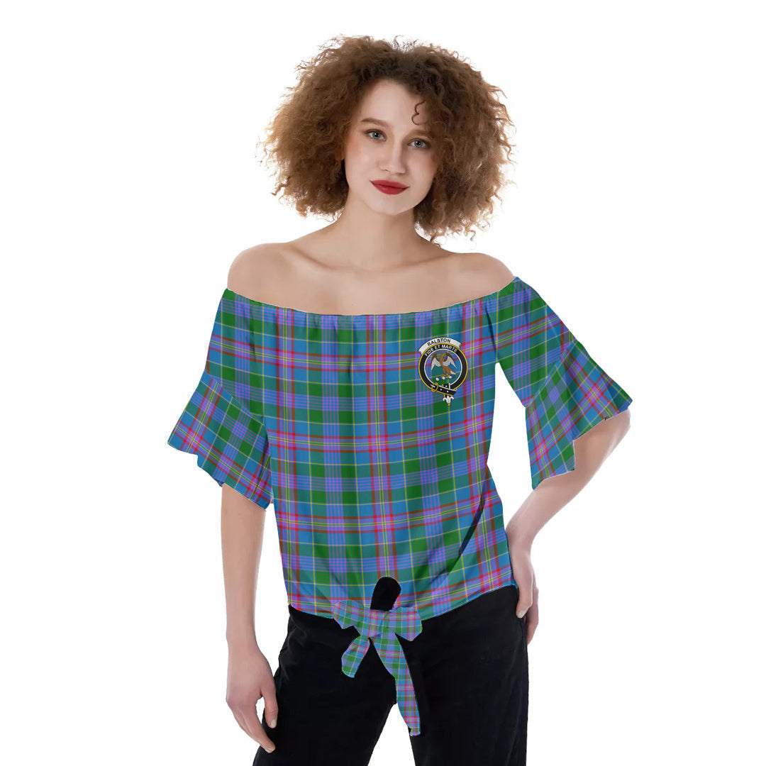 Ralston Tartan Crest Off-Shoulder Blouse