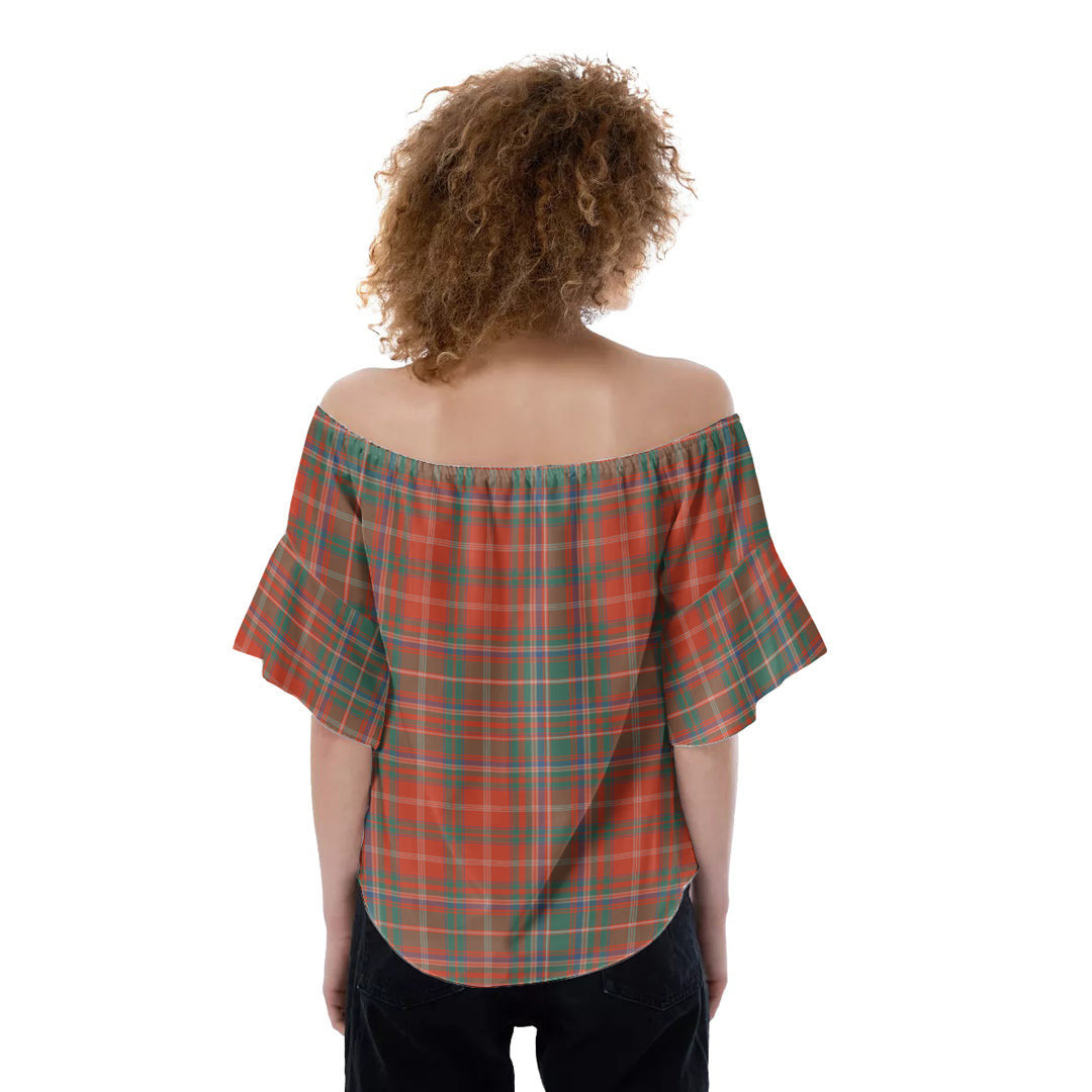 MacDougall Ancient Tartan Crest Off-Shoulder Blouse