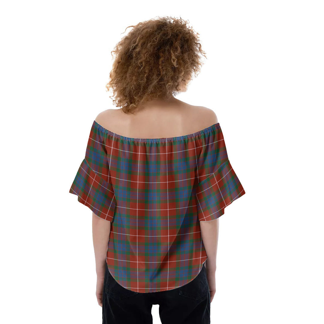 Fraser Ancient Tartan Crest Off-Shoulder Blouse