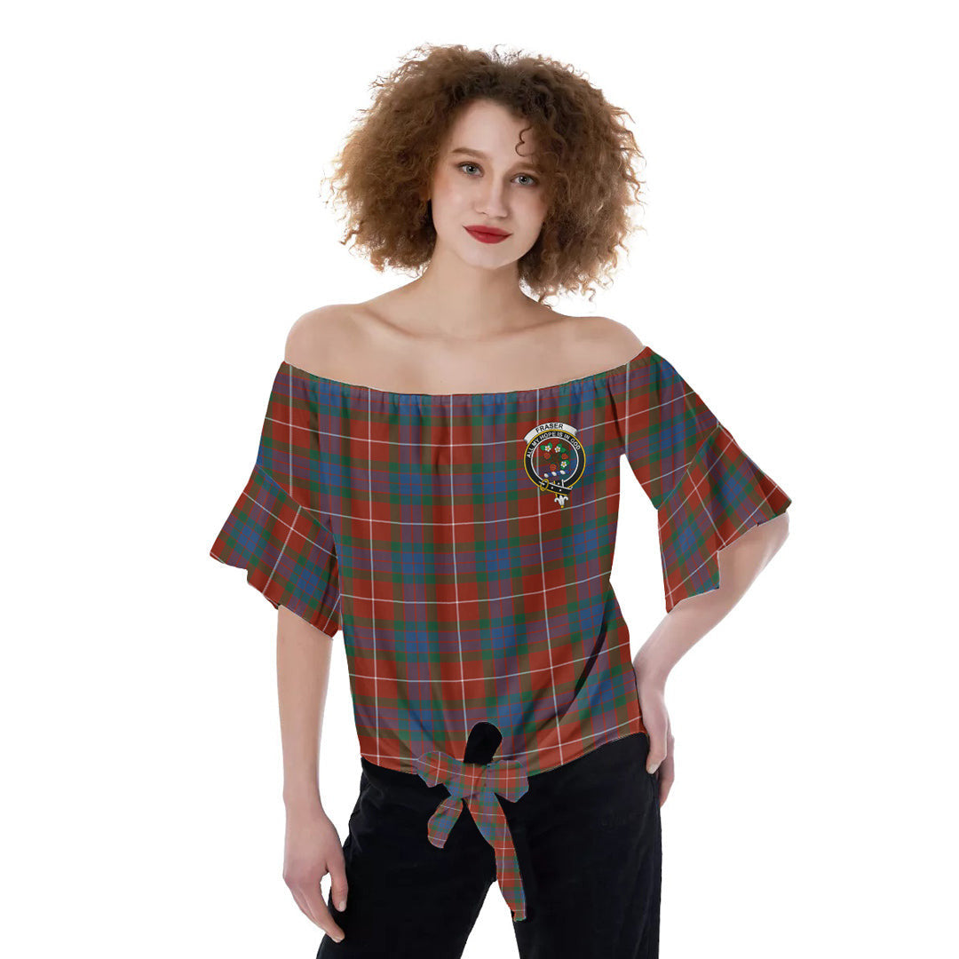 Fraser Ancient Tartan Crest Off-Shoulder Blouse