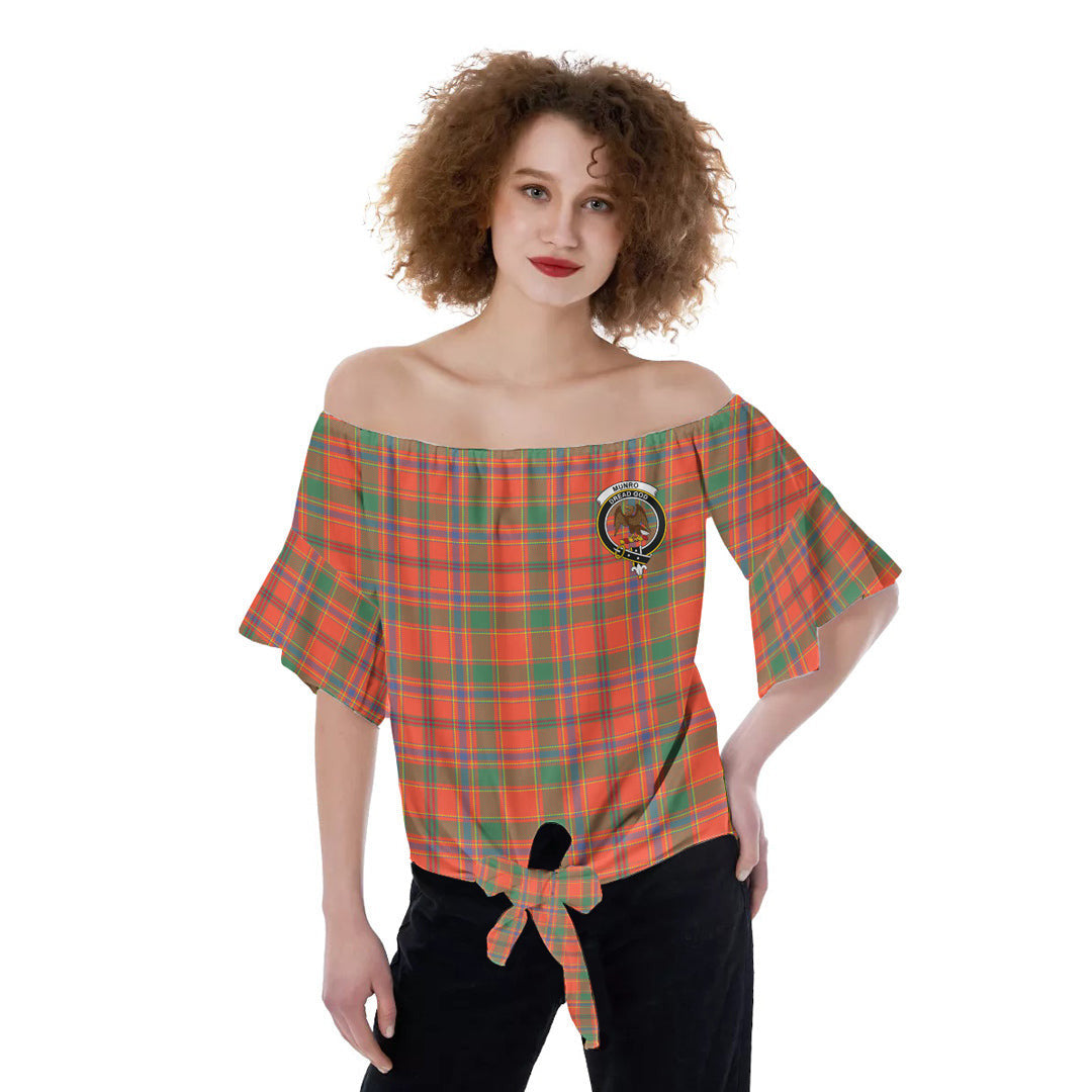 Munro Ancient Tartan Crest Off-Shoulder Blouse