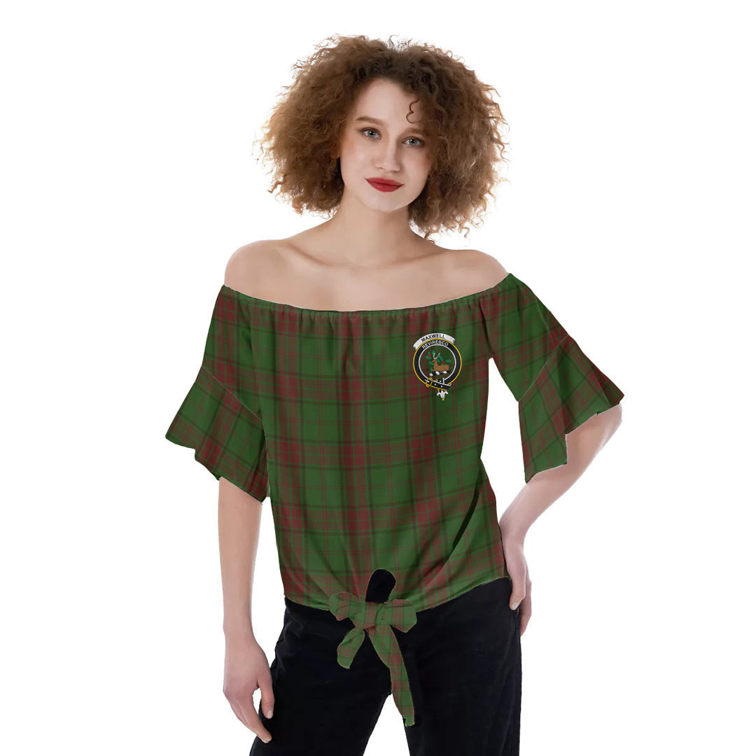 Maxwell Hunting Tartan Crest Off-Shoulder Blouse