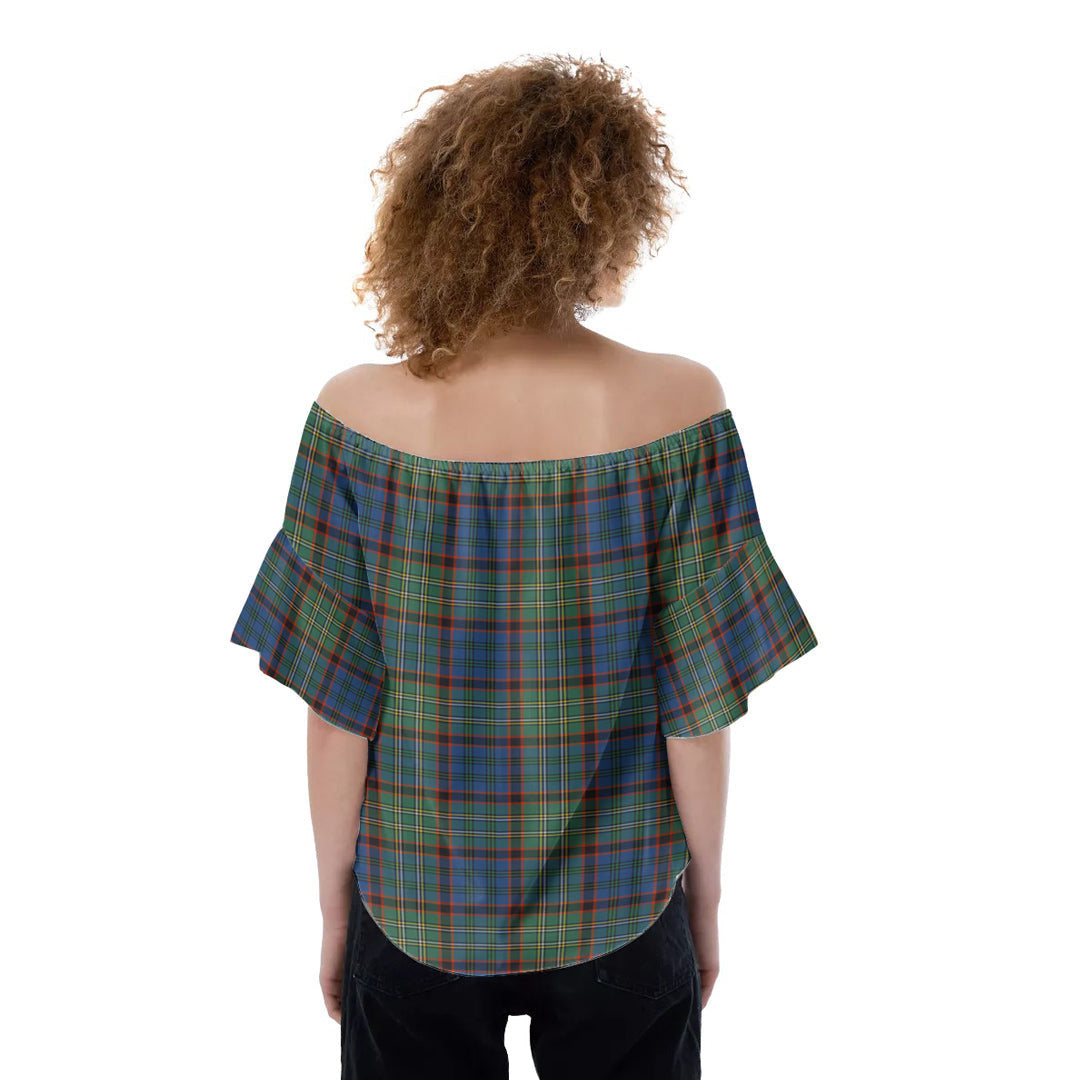 Nicolson Hunting Ancient Tartan Crest Off-Shoulder Blouse