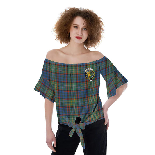 Nicolson Hunting Ancient Tartan Crest Off-Shoulder Blouse