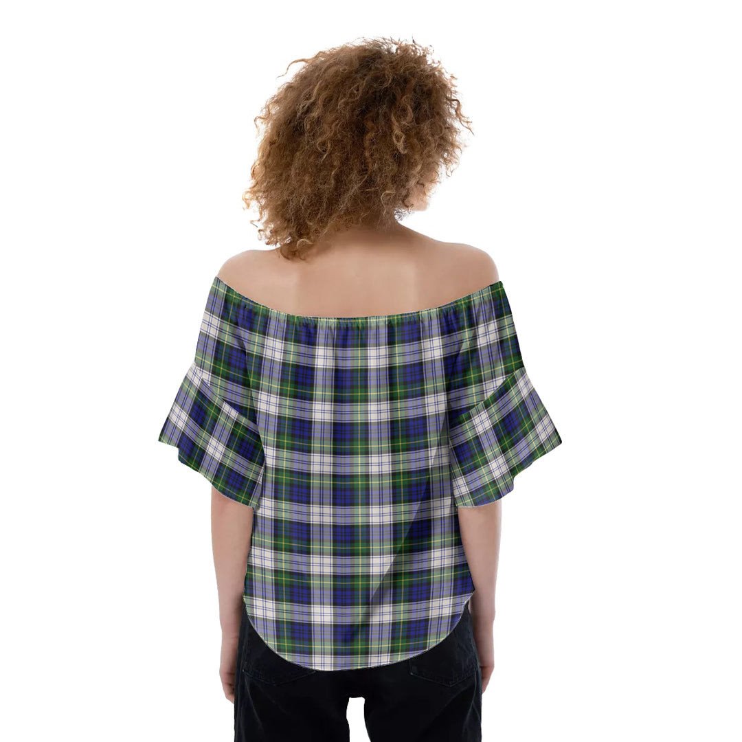 Gordon Dress Modern Tartan Crest Off-Shoulder Blouse