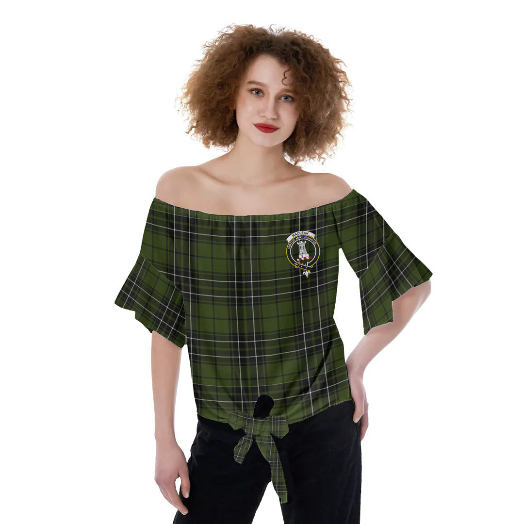 MacLean Hunting Tartan Crest Off-Shoulder Blouse