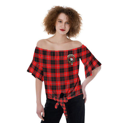 Cunningham Modern Tartan Crest Off-Shoulder Blouse