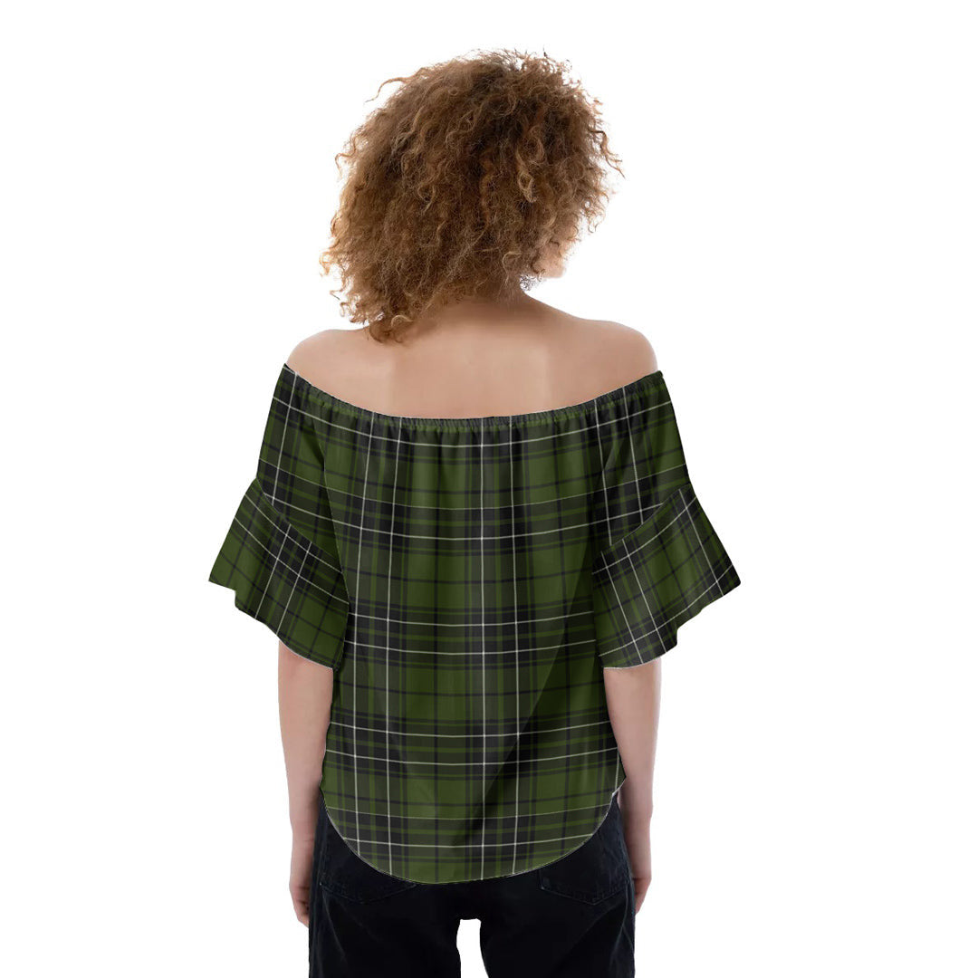 MacLean Hunting Tartan Crest Off-Shoulder Blouse