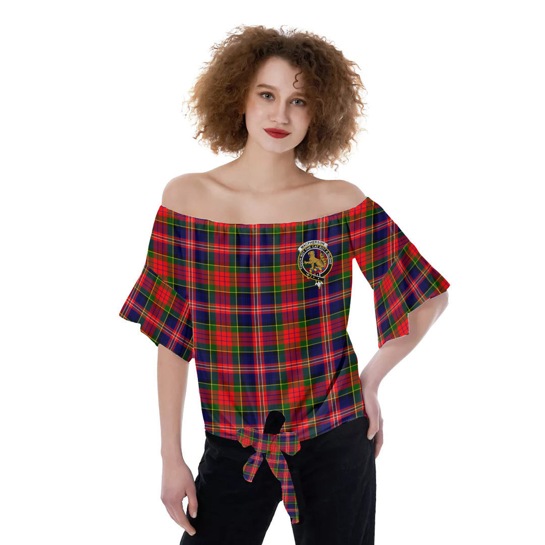 MacPherson Modern Tartan Crest Off-Shoulder Blouse