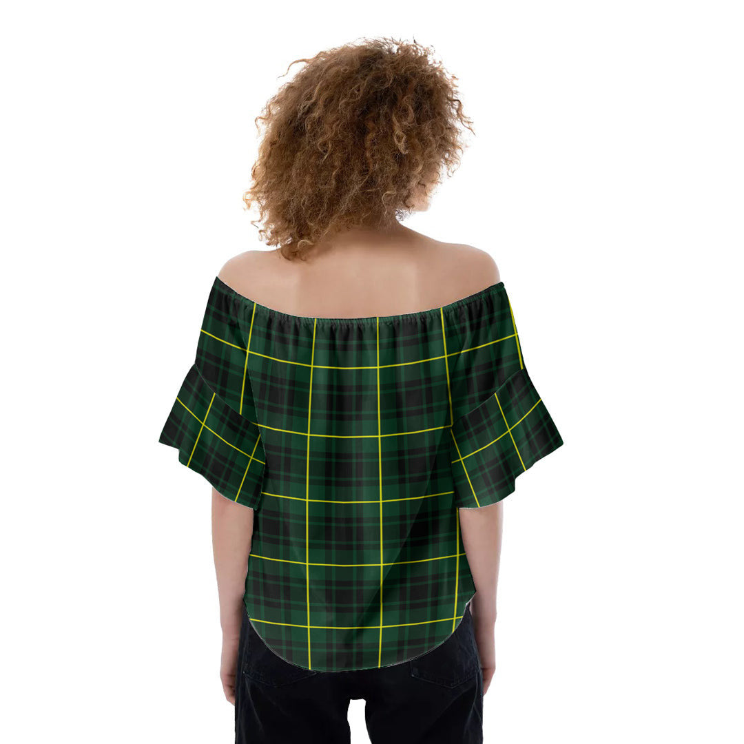 MacArthur Modern Tartan Crest Off-Shoulder Blouse