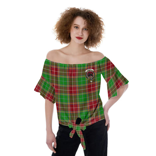 Baxter Modern Tartan Crest Off-Shoulder Blouse