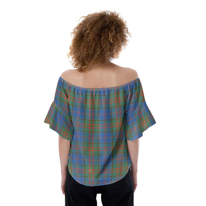 Stewart of Appin Hunting Ancient Tartan Crest Off-Shoulder Blouse