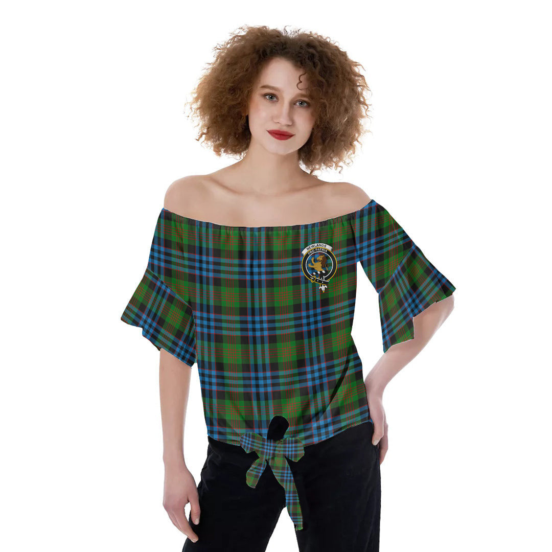 Newlands of Lauriston Tartan Crest Off-Shoulder Blouse