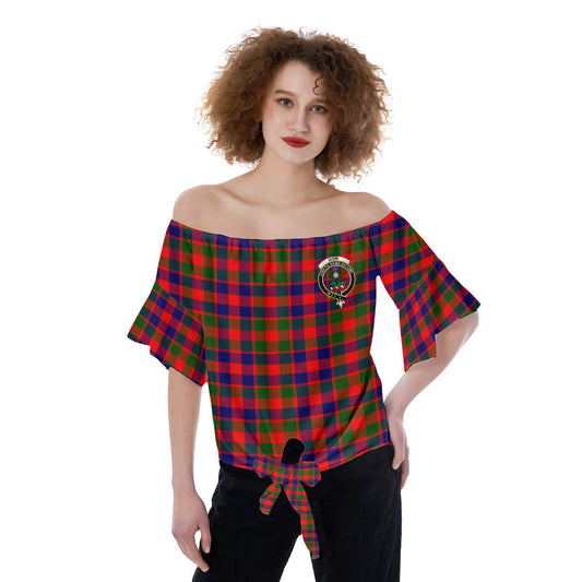 Gow Modern Tartan Crest Off-Shoulder Blouse