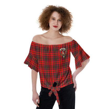 Matheson Modern Tartan Crest Off-Shoulder Blouse