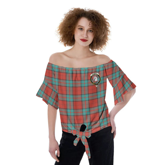 Dunbar Ancient Tartan Crest Off-Shoulder Blouse