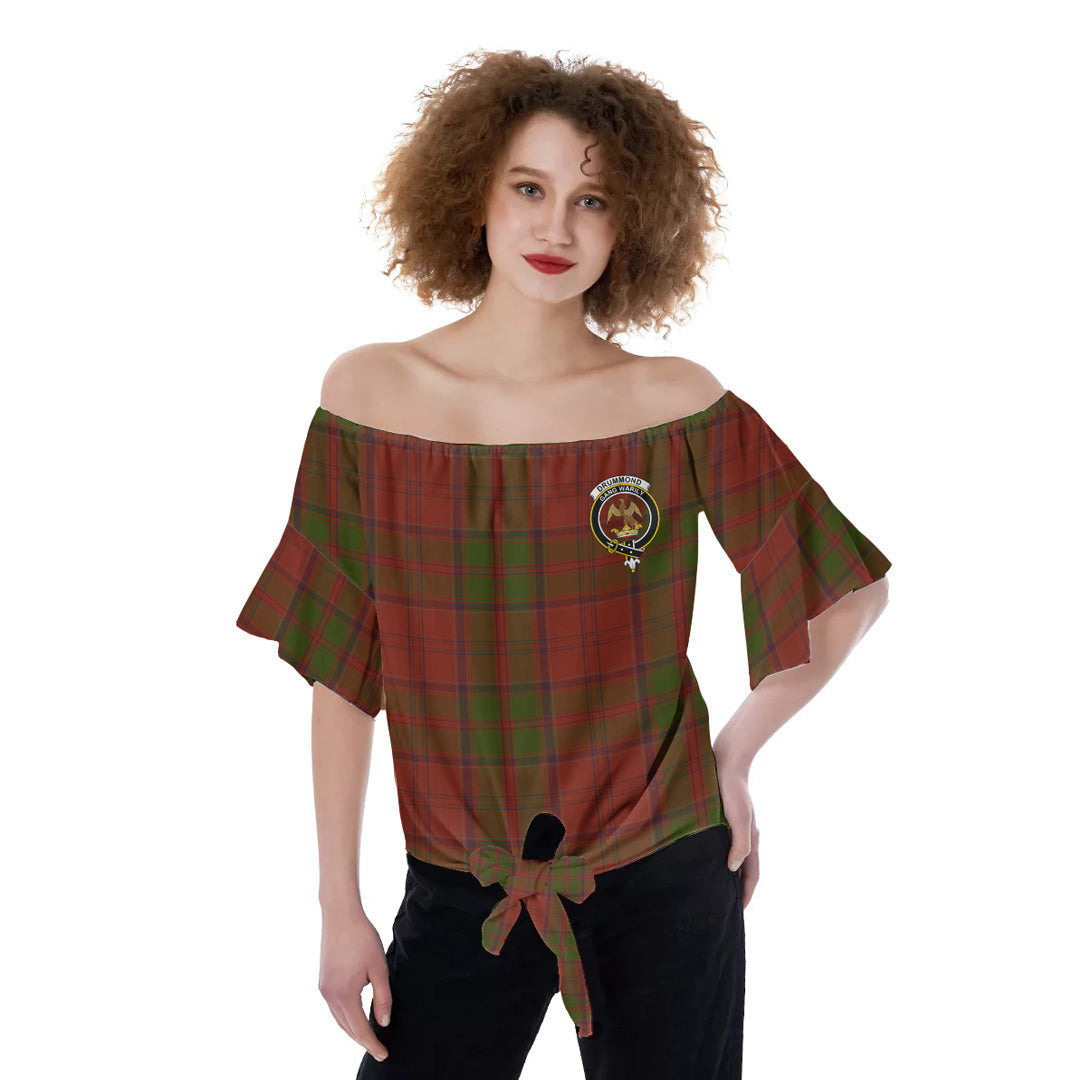 Drummond Tartan Plaid Tartan Crest Off-Shoulder Blouse