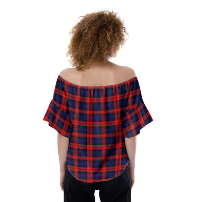 MacLachlan Modern Tartan Crest Off-Shoulder Blouse