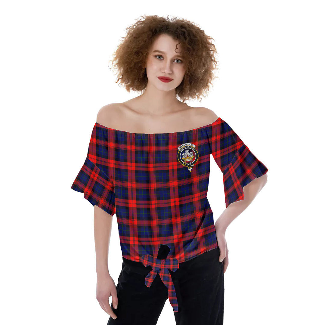 MacLachlan Modern Tartan Crest Off-Shoulder Blouse