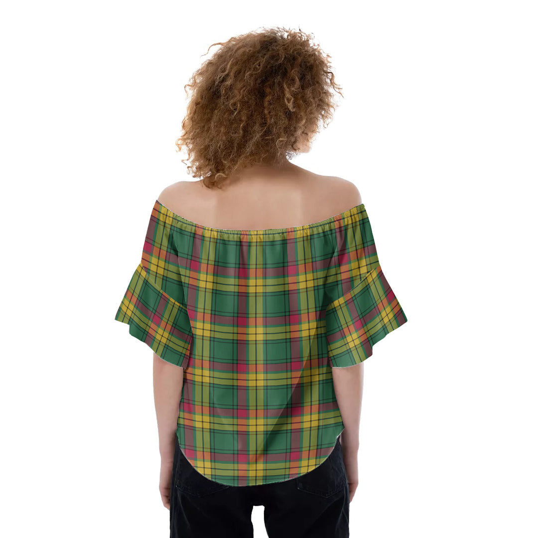 MacMillan Old Ancient Tartan Crest Off-Shoulder Blouse