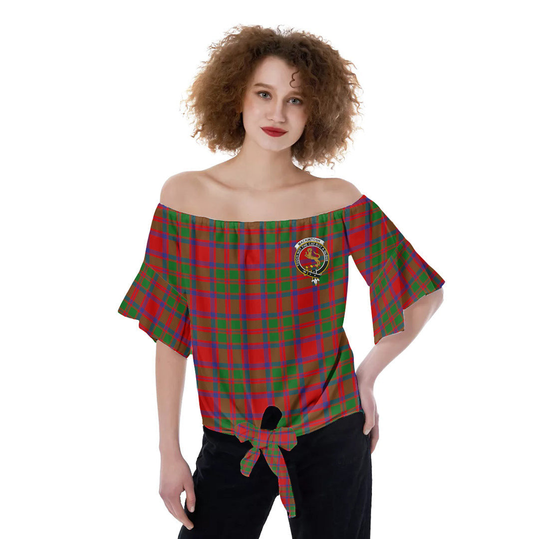 MacKintosh Modern Tartan Crest Off-Shoulder Blouse