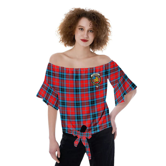 MacTavish Modern Tartan Crest Off-Shoulder Blouse