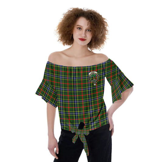 Bisset Tartan Crest Off-Shoulder Blouse