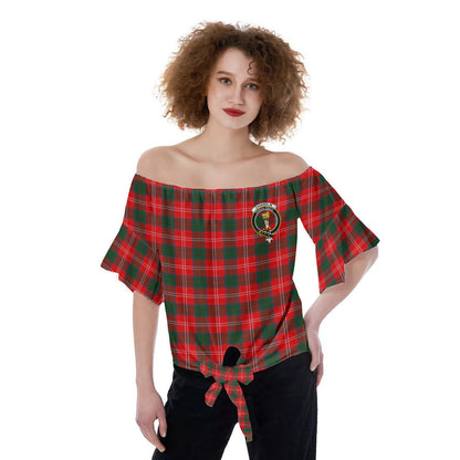 Chisholm Modern Tartan Crest Off-Shoulder Blouse