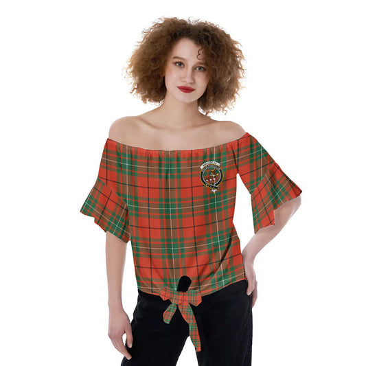 MacAulay Ancient Tartan Crest Off-Shoulder Blouse