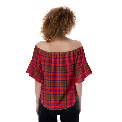 Murray of Tulloch Modern Tartan Crest Off-Shoulder Blouse