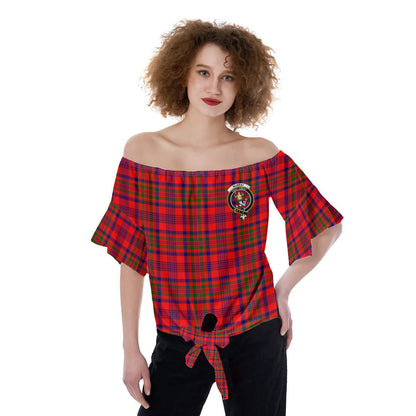 Murray of Tulloch Modern Tartan Crest Off-Shoulder Blouse