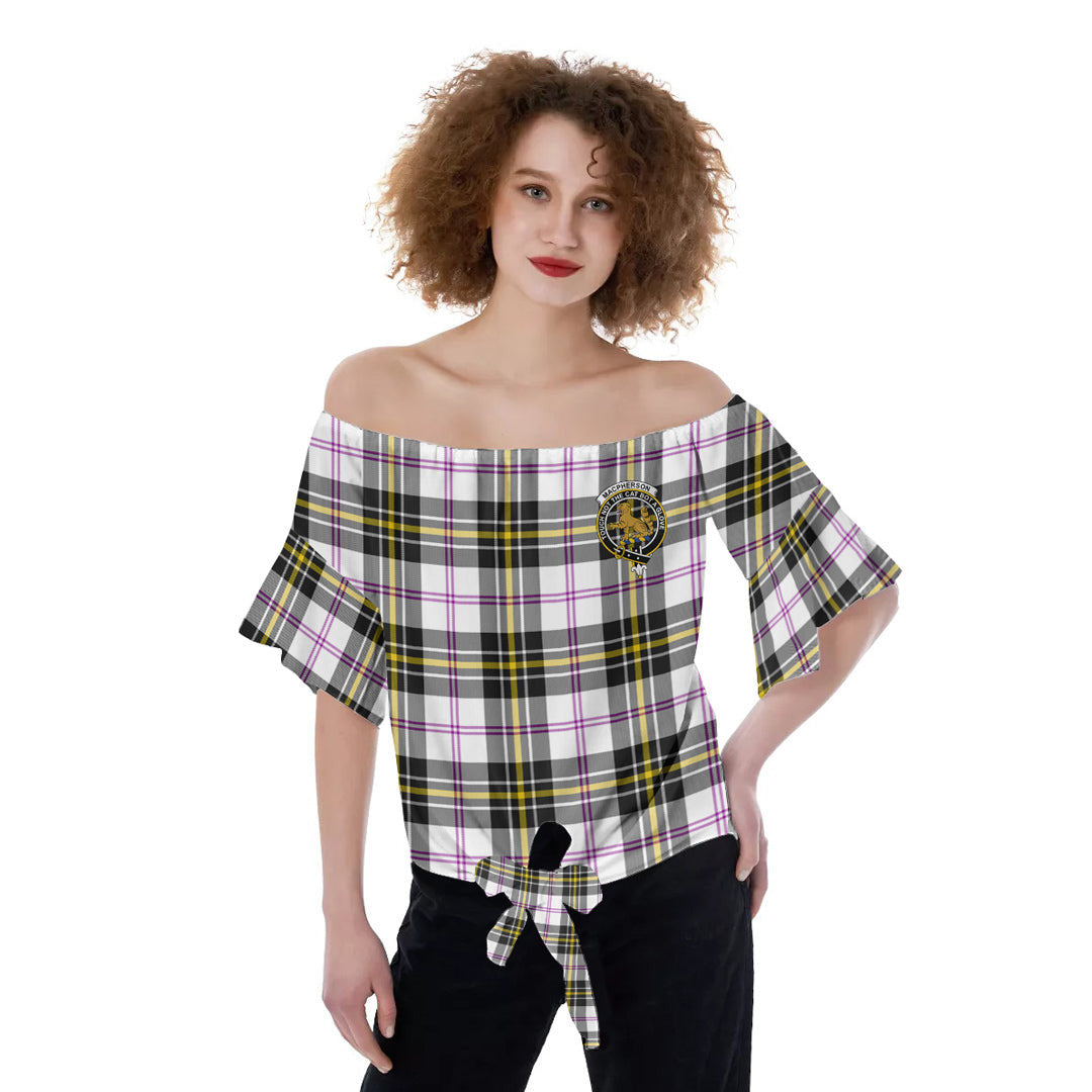 MacPherson Dress Modern Tartan Crest Off-Shoulder Blouse